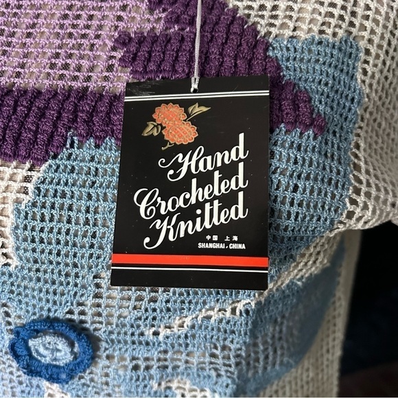 NWT Lim’s Shanghai Hand Crocheted Knitted Floral Midi Dress Sz S - Picture 8 of 9